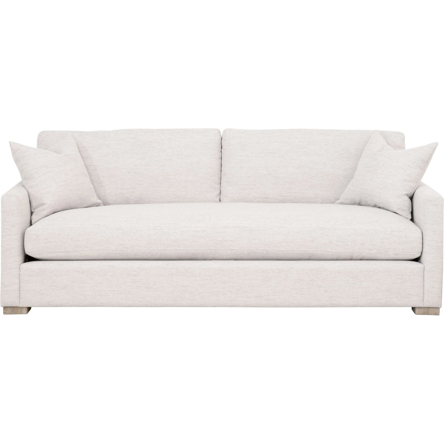 005 SI-1713530 | Additional Silo | Clara Sofa by Essentials For Living in stone basketweave, natural gray oak. Made from solid oak wood, 100% polyester fabric, foam, feather in a transitional style.