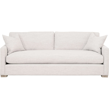 Clara Sofa by Essentials For Living in stone basketweave, natural gray oak. Made from solid oak wood, 100% polyester fabric, foam, feather in a transitional style.