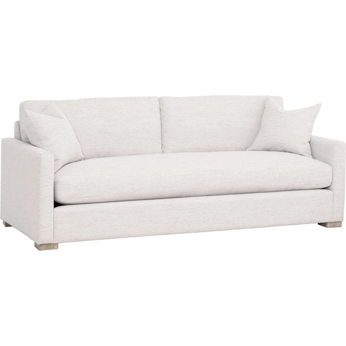 004 SI-1713530 | Additional Silo | Clara Sofa by Essentials For Living in stone basketweave, natural gray oak. Made from solid oak wood, 100% polyester fabric, foam, feather in a transitional style.