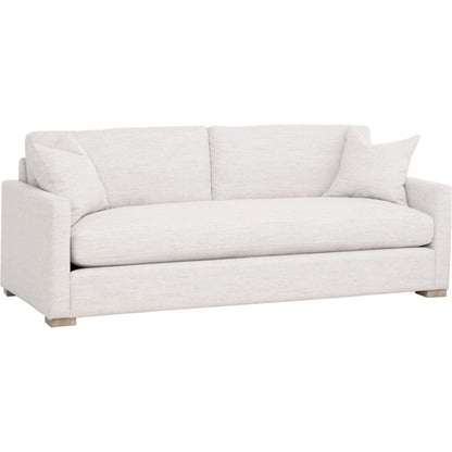 Clara Sofa by Essentials For Living in stone basketweave, natural gray oak. Made from solid oak wood, 100% polyester fabric, foam, feather in a transitional style.