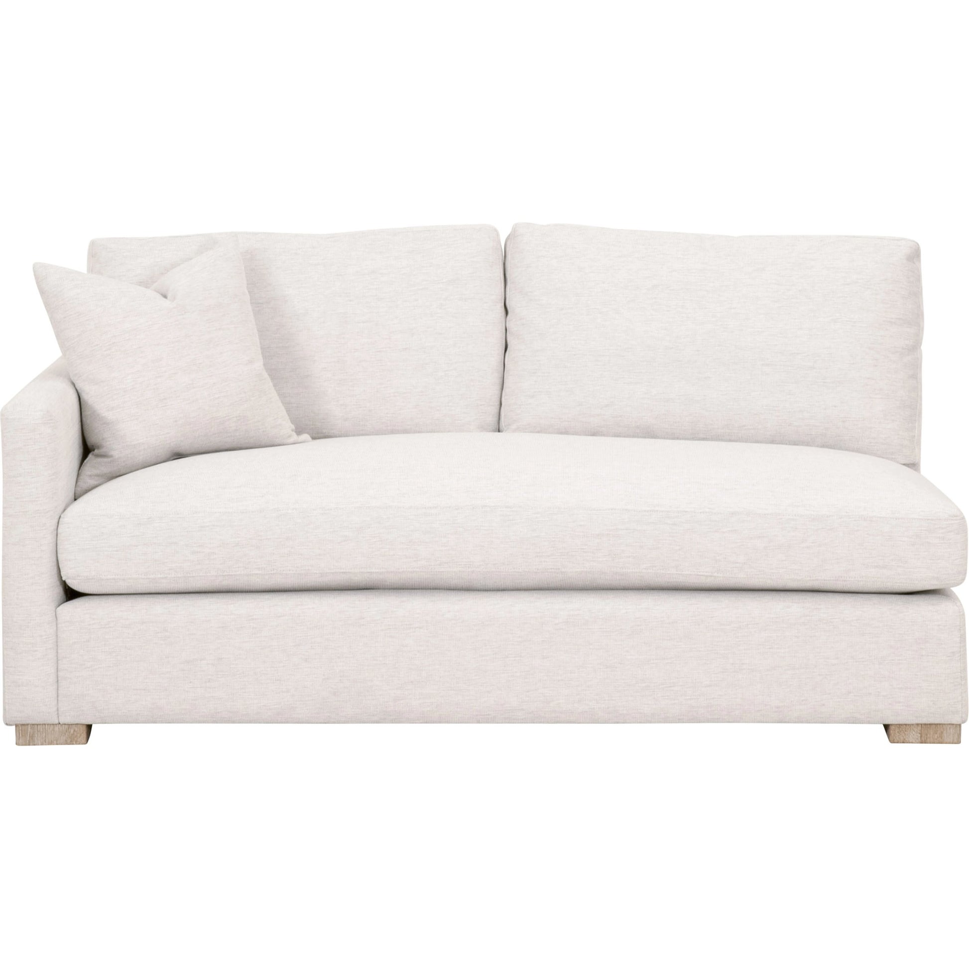 Clara Modular 2-Seat Left Slim Arm Sofa by Essentials For Living in natural gray oak, performance stone basketweave. Made from solid oak wood, mdf, plywood, 100% polyester fabric, foam, feather in a modern style.