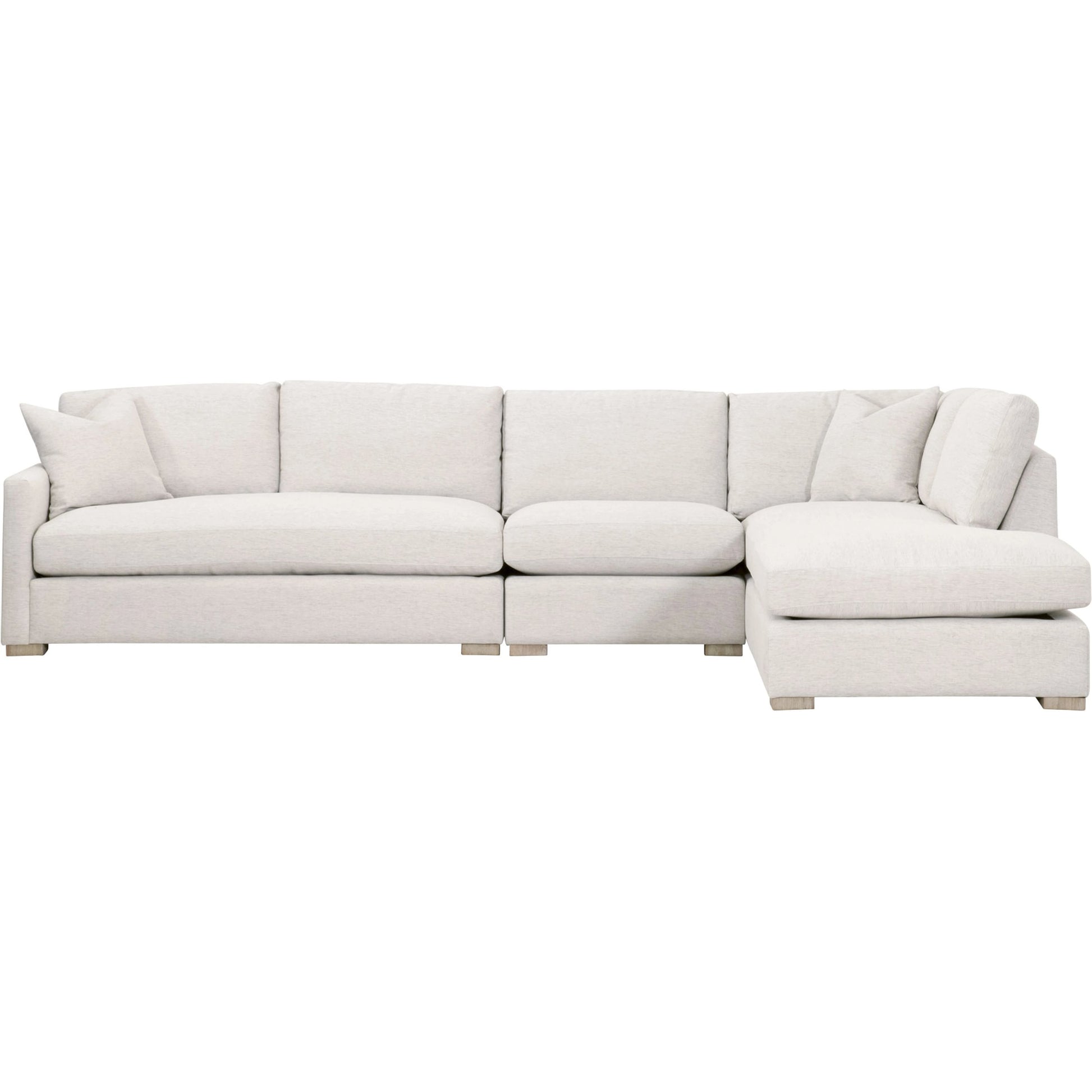 Clara Modular 2-Seat Left Slim Arm Sofa by Essentials For Living in natural gray oak, performance stone basketweave. Made from solid oak wood, mdf, plywood, 100% polyester fabric, foam, feather in a modern style.