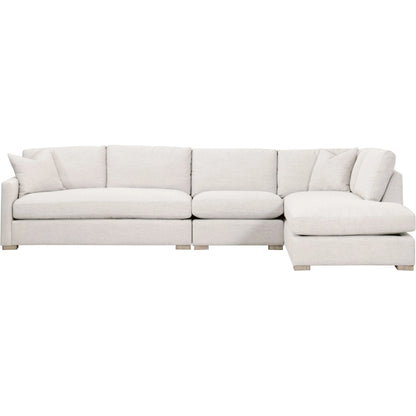 Clara Modular 2-Seat Left Slim Arm Sofa by Essentials For Living in natural gray oak, performance stone basketweave. Made from solid oak wood, mdf, plywood, 100% polyester fabric, foam, feather in a modern style.