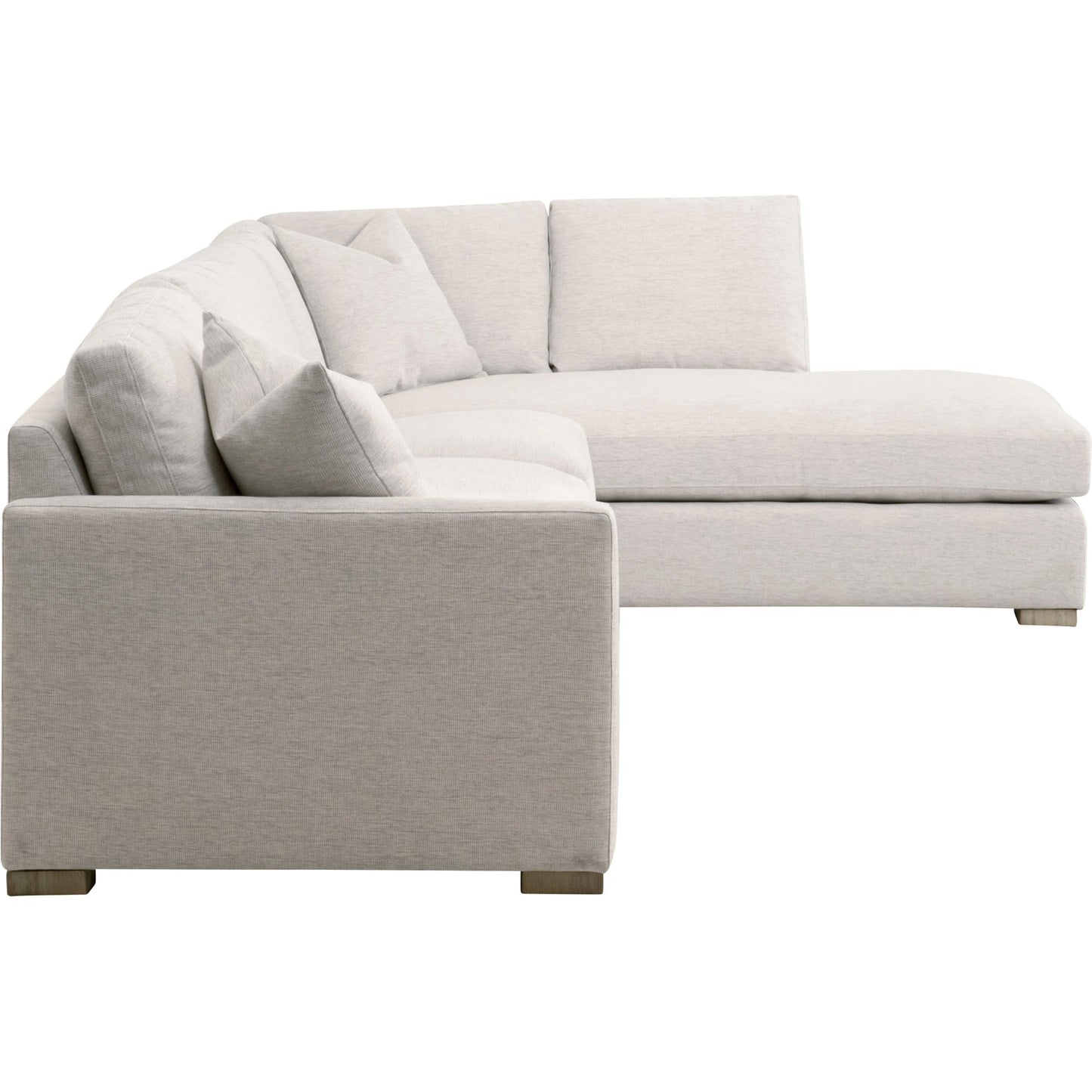 010 SI-2021697 | Additional Silo | Clara Modular 2-Seat Left Slim Arm Sofa by Essentials For Living in natural gray oak, performance stone basketweave. Made from solid oak wood, mdf, plywood, 100% polyester fabric, foam, feather in a modern style.