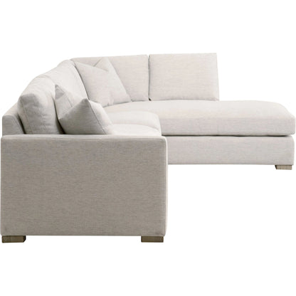 Clara Modular 2-Seat Left Slim Arm Sofa by Essentials For Living in natural gray oak, performance stone basketweave. Made from solid oak wood, mdf, plywood, 100% polyester fabric, foam, feather in a modern style.