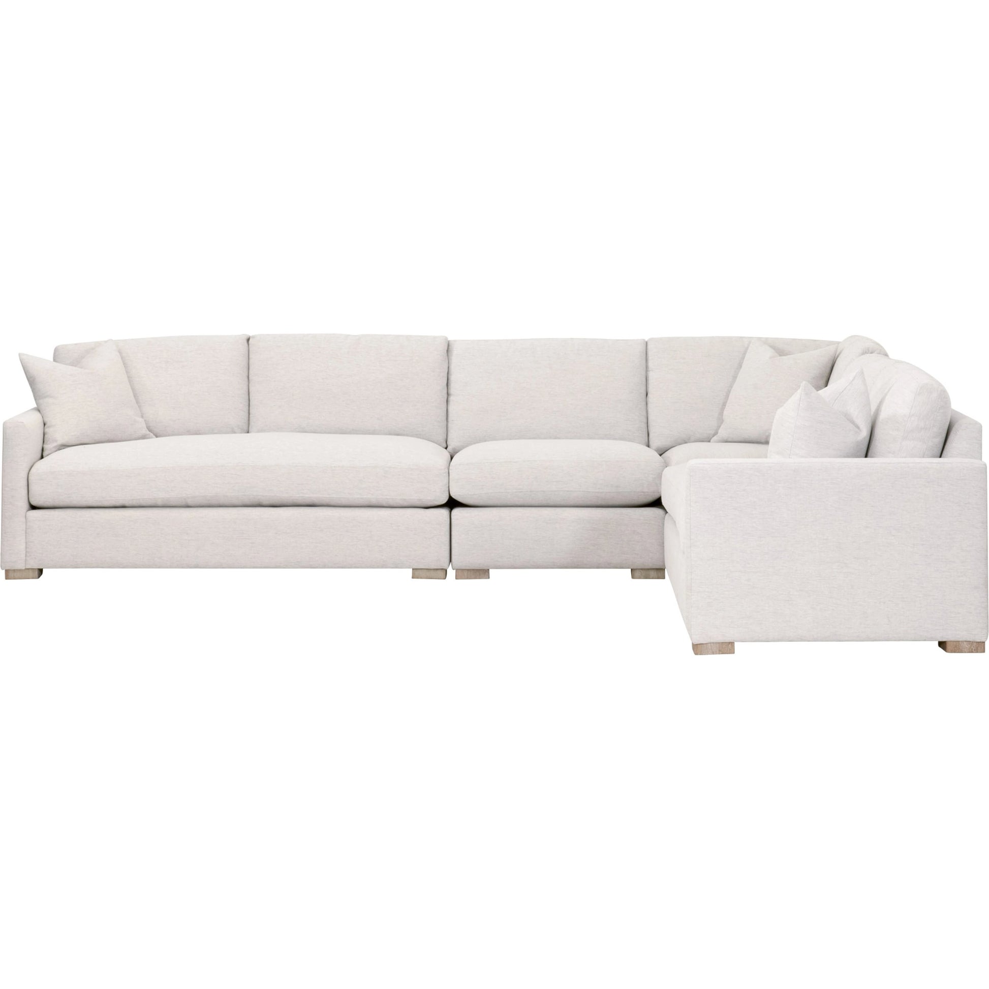 Clara Modular 2-Seat Left Slim Arm Sofa by Essentials For Living in natural gray oak, performance stone basketweave. Made from solid oak wood, mdf, plywood, 100% polyester fabric, foam, feather in a modern style.