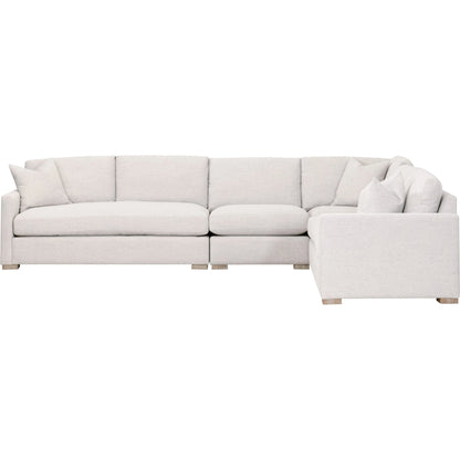 Clara Modular 2-Seat Left Slim Arm Sofa by Essentials For Living in natural gray oak, performance stone basketweave. Made from solid oak wood, mdf, plywood, 100% polyester fabric, foam, feather in a modern style.