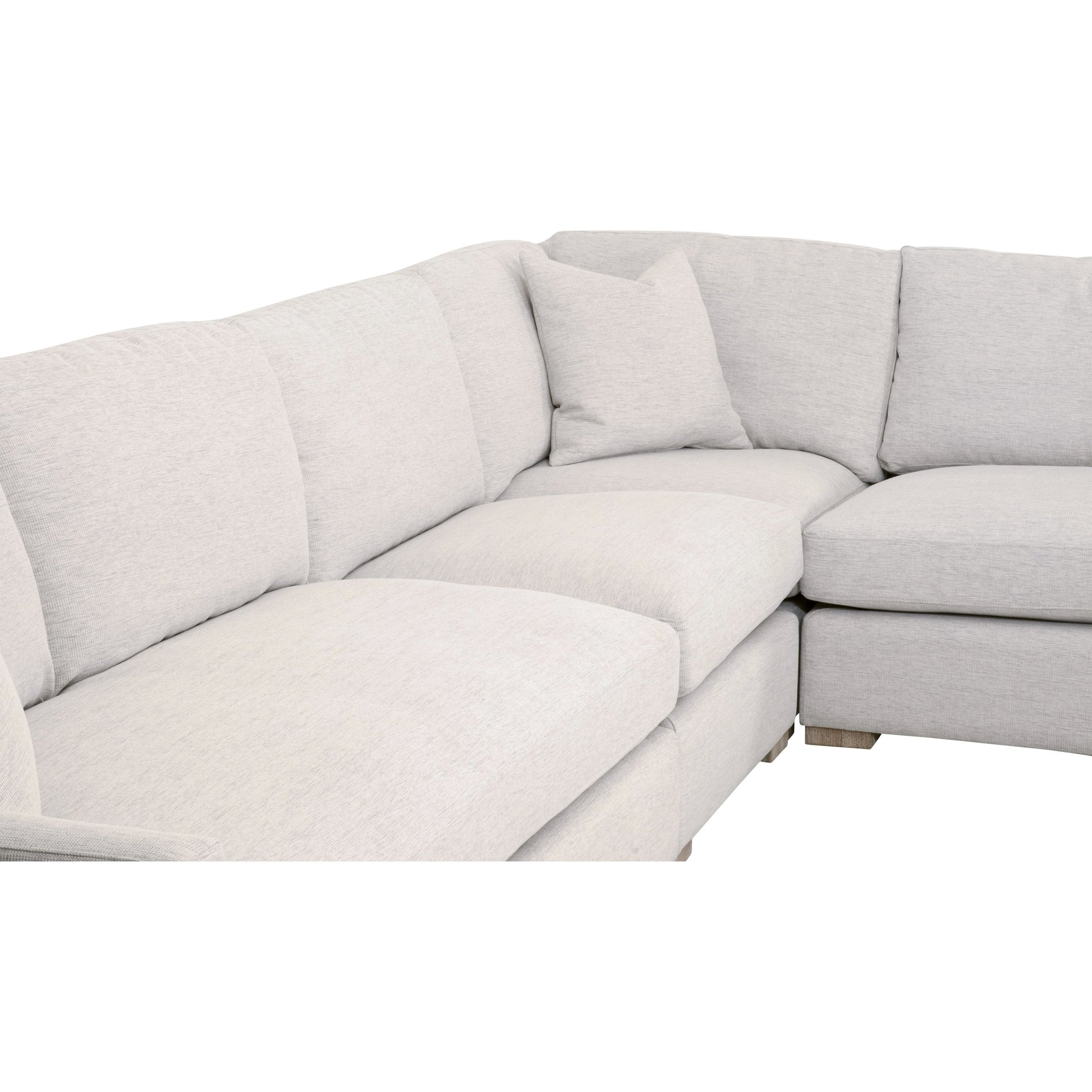 Clara Modular 2-Seat Left Slim Arm Sofa by Essentials For Living in natural gray oak, performance stone basketweave. Made from solid oak wood, mdf, plywood, 100% polyester fabric, foam, feather in a modern style.