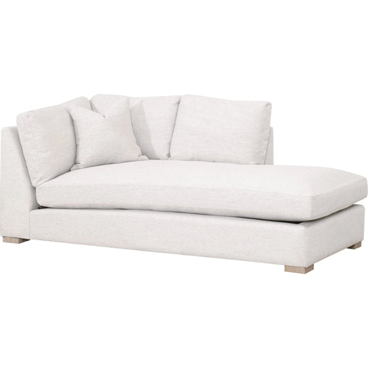 Clara Chaise by Essentials For Living in natural gray oak, performance stone basketweave. Made from solid oak wood, mdf, plywood, 100% polyester fabric, foam, feather in a modern style.