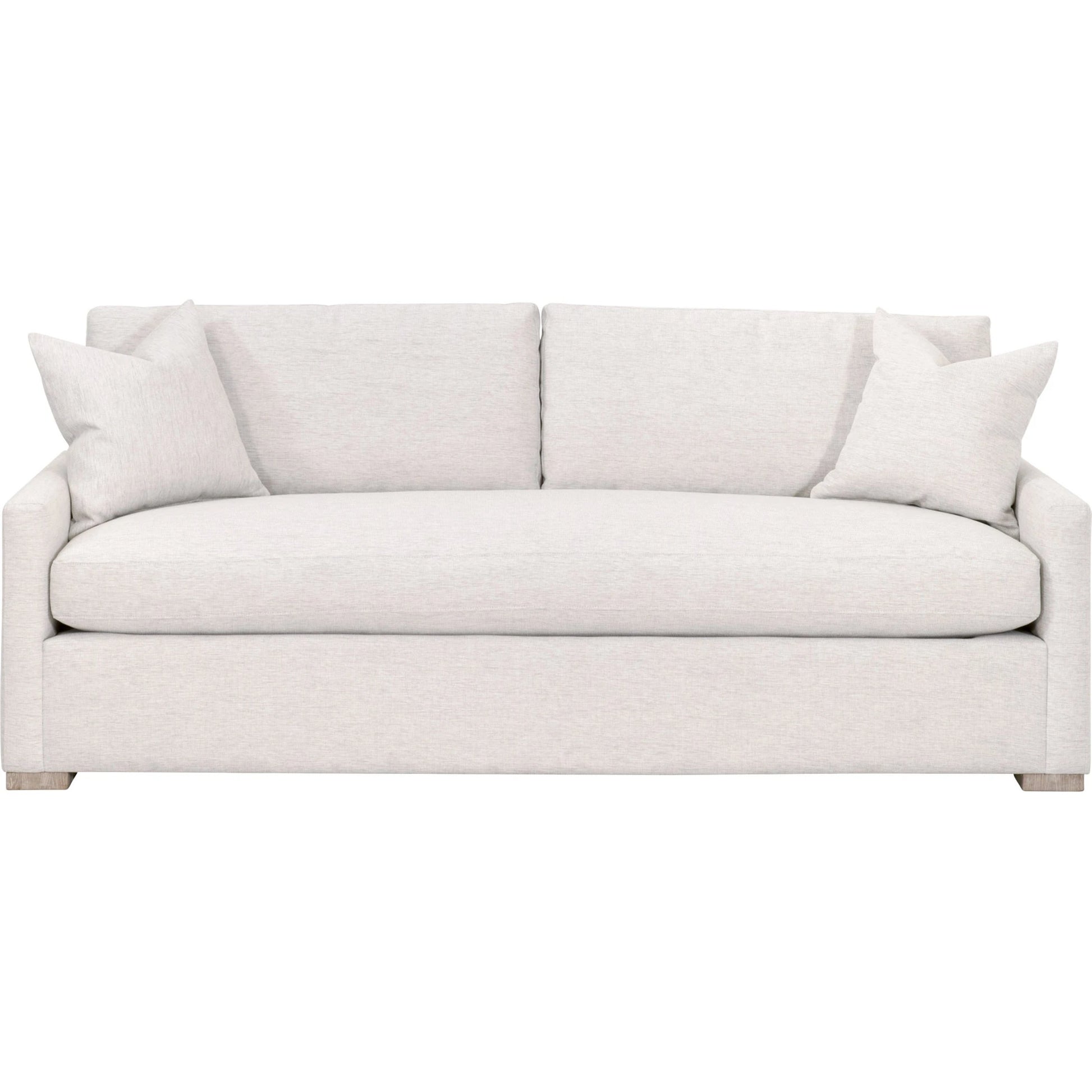 Clara Slim Arm Sleeper Sofa by Essentials For Living in natural gray oak, performance stone basketweave. Made from solid oak wood, mdf, plywood, 100% polyester fabric, foam, feather in a modern style.