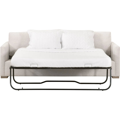 Clara Slim Arm Sleeper Sofa by Essentials For Living in natural gray oak, performance stone basketweave. Made from solid oak wood, mdf, plywood, 100% polyester fabric, foam, feather in a modern style.