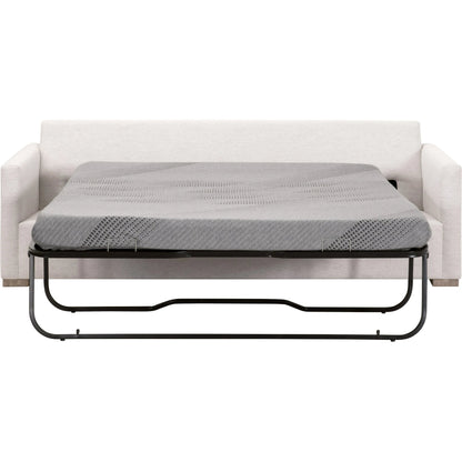 Clara Slim Arm Sleeper Sofa by Essentials For Living in natural gray oak, performance stone basketweave. Made from solid oak wood, mdf, plywood, 100% polyester fabric, foam, feather in a modern style.