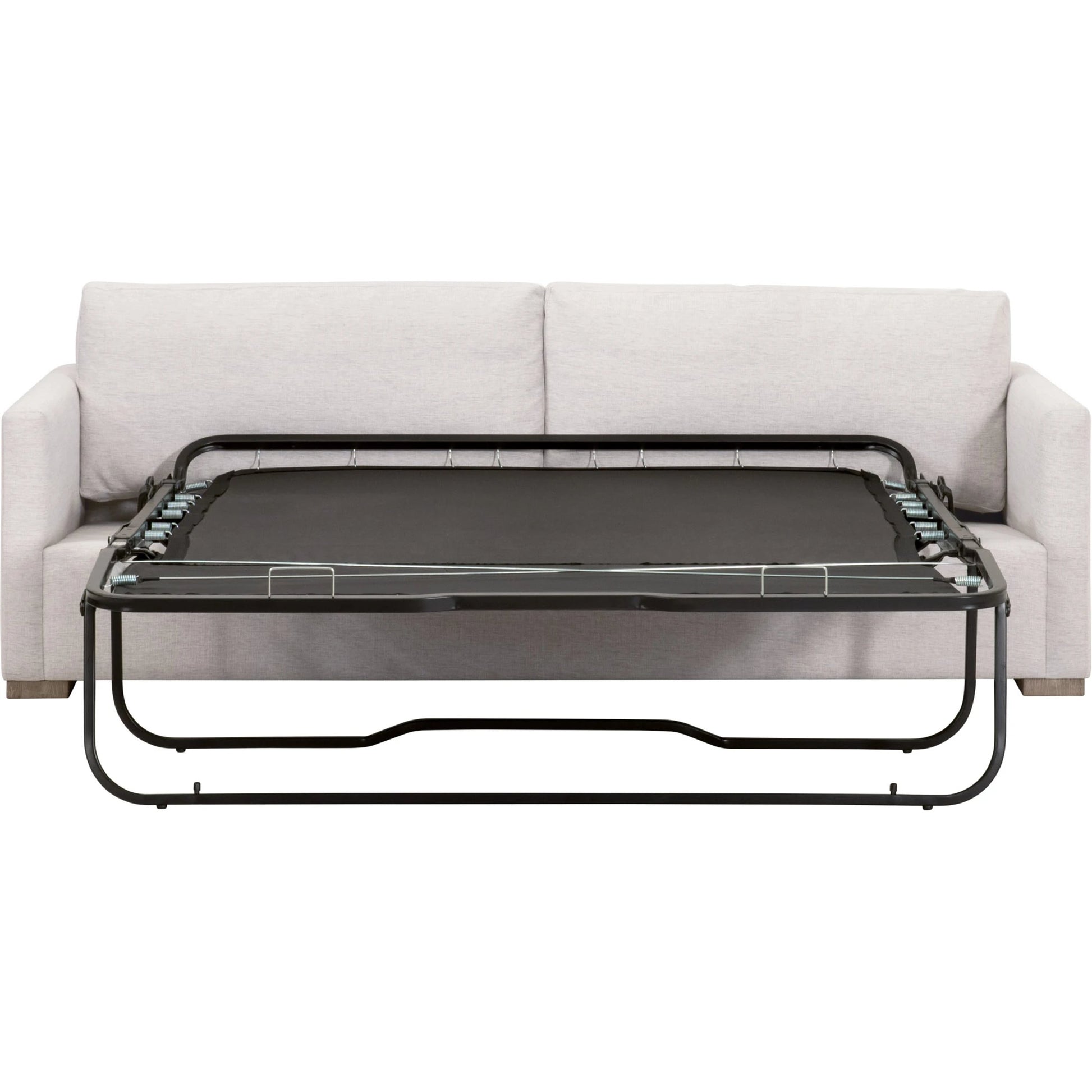 Clara Slim Arm Sleeper Sofa by Essentials For Living in natural gray oak, performance stone basketweave. Made from solid oak wood, mdf, plywood, 100% polyester fabric, foam, feather in a modern style.