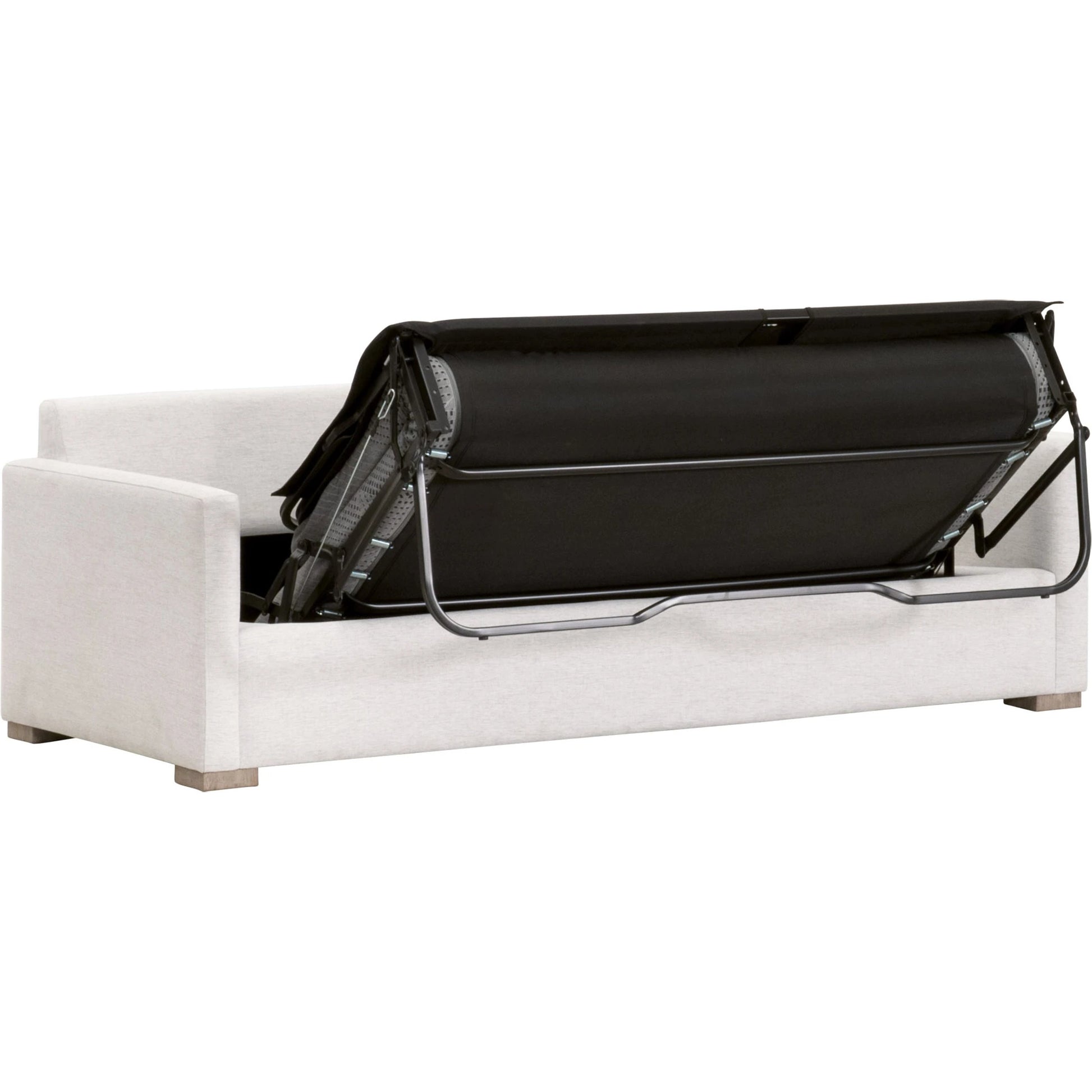 Clara Slim Arm Sleeper Sofa by Essentials For Living in natural gray oak, performance stone basketweave. Made from solid oak wood, mdf, plywood, 100% polyester fabric, foam, feather in a modern style.