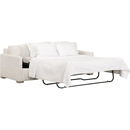 Clara Slim Arm Sleeper Sofa by Essentials For Living in natural gray oak, performance stone basketweave. Made from solid oak wood, mdf, plywood, 100% polyester fabric, foam, feather in a modern style.