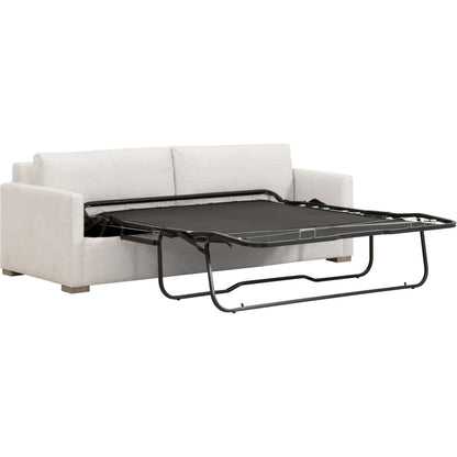 Clara Slim Arm Sleeper Sofa by Essentials For Living in natural gray oak, performance stone basketweave. Made from solid oak wood, mdf, plywood, 100% polyester fabric, foam, feather in a modern style.