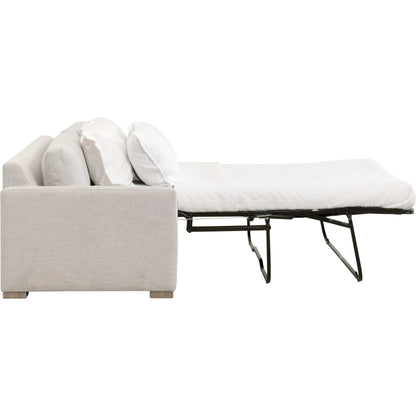 Clara Slim Arm Sleeper Sofa by Essentials For Living in natural gray oak, performance stone basketweave. Made from solid oak wood, mdf, plywood, 100% polyester fabric, foam, feather in a modern style.