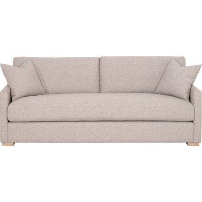 Clara Sofa by Essentials For Living in stone basketweave, natural gray oak. Made from solid oak wood, 100% polyester fabric, foam, feather in a transitional style.