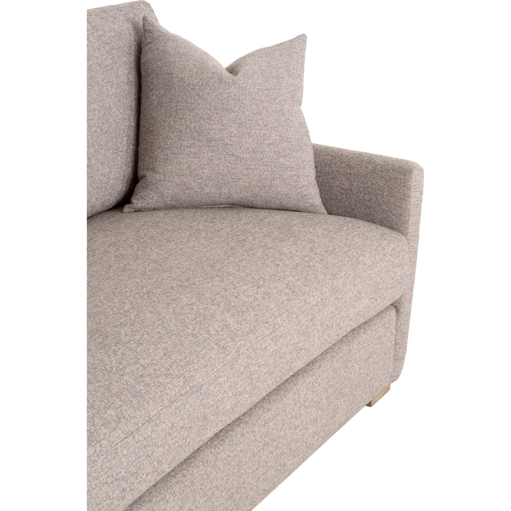 Clara Sofa by Essentials For Living in stone basketweave, natural gray oak. Made from solid oak wood, 100% polyester fabric, foam, feather in a transitional style.