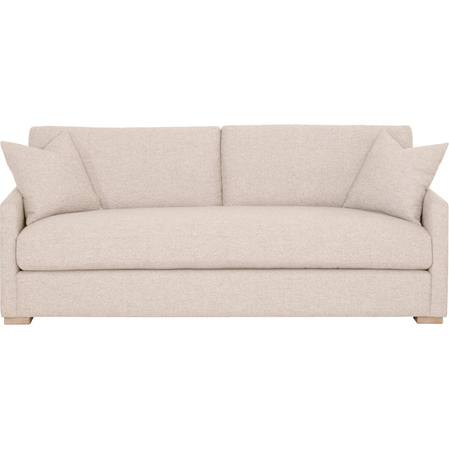 001 SI-1713530 | Primary Silo | Clara Sofa by Essentials For Living in stone basketweave, natural gray oak. Made from solid oak wood, 100% polyester fabric, foam, feather in a transitional style.