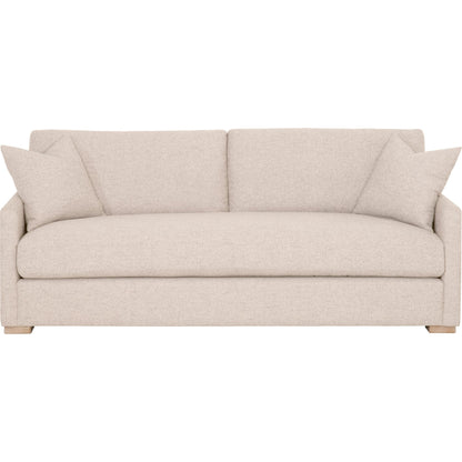 Clara Sofa by Essentials For Living in stone basketweave, natural gray oak. Made from solid oak wood, 100% polyester fabric, foam, feather in a transitional style.