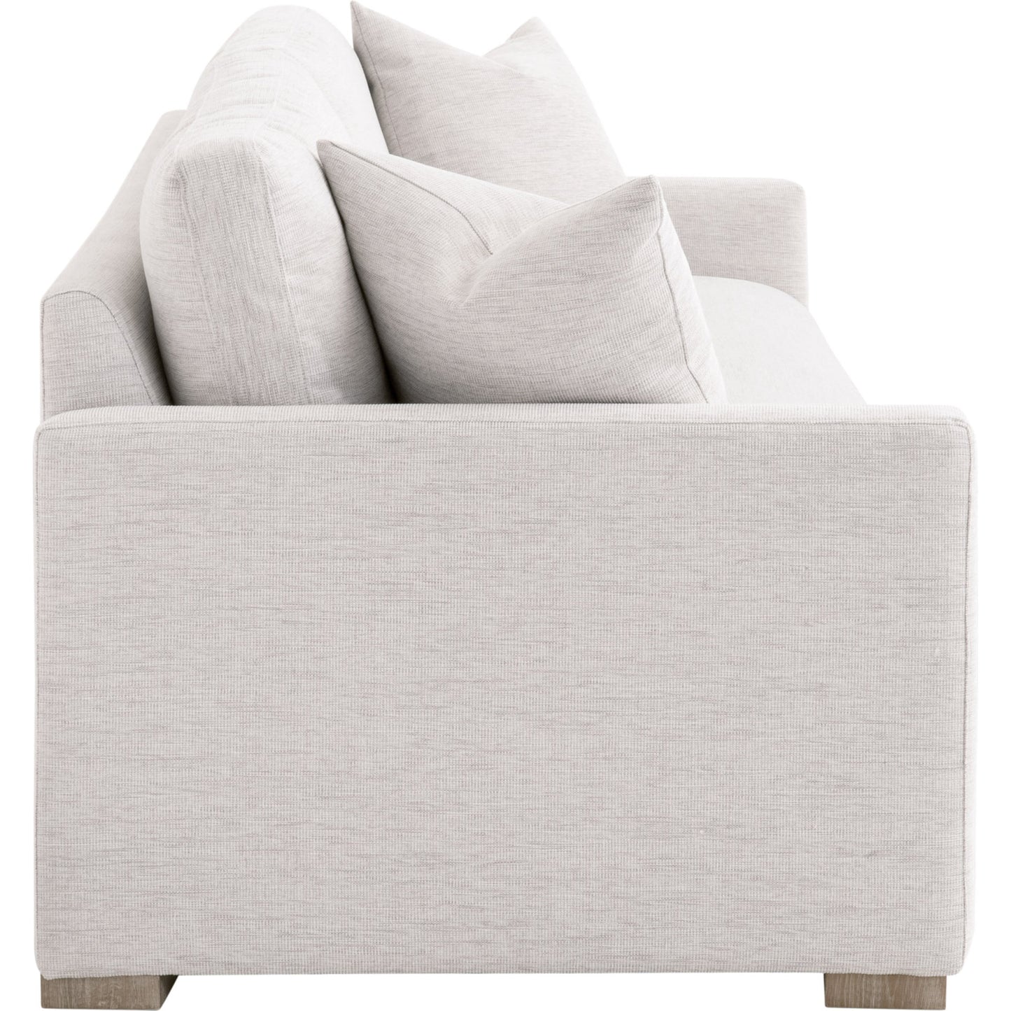 003 SI-1713530 | Additional Silo | Clara Sofa by Essentials For Living in stone basketweave, natural gray oak. Made from solid oak wood, 100% polyester fabric, foam, feather in a transitional style.