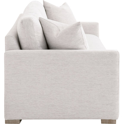 Clara Sofa by Essentials For Living in stone basketweave, natural gray oak. Made from solid oak wood, 100% polyester fabric, foam, feather in a transitional style.