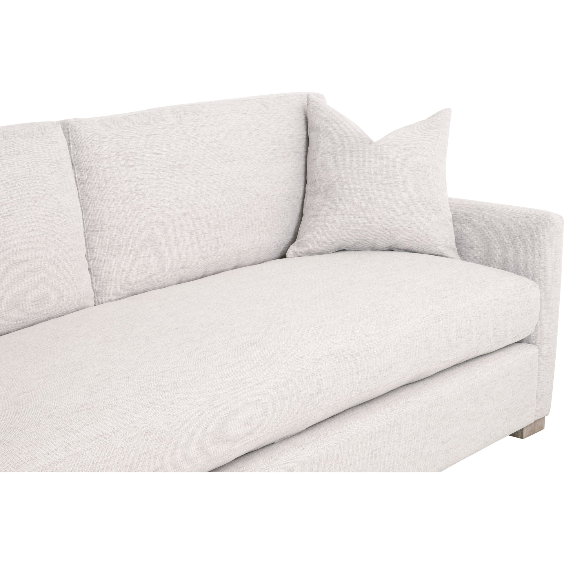 Clara Sofa by Essentials For Living in stone basketweave, natural gray oak. Made from solid oak wood, 100% polyester fabric, foam, feather in a transitional style.