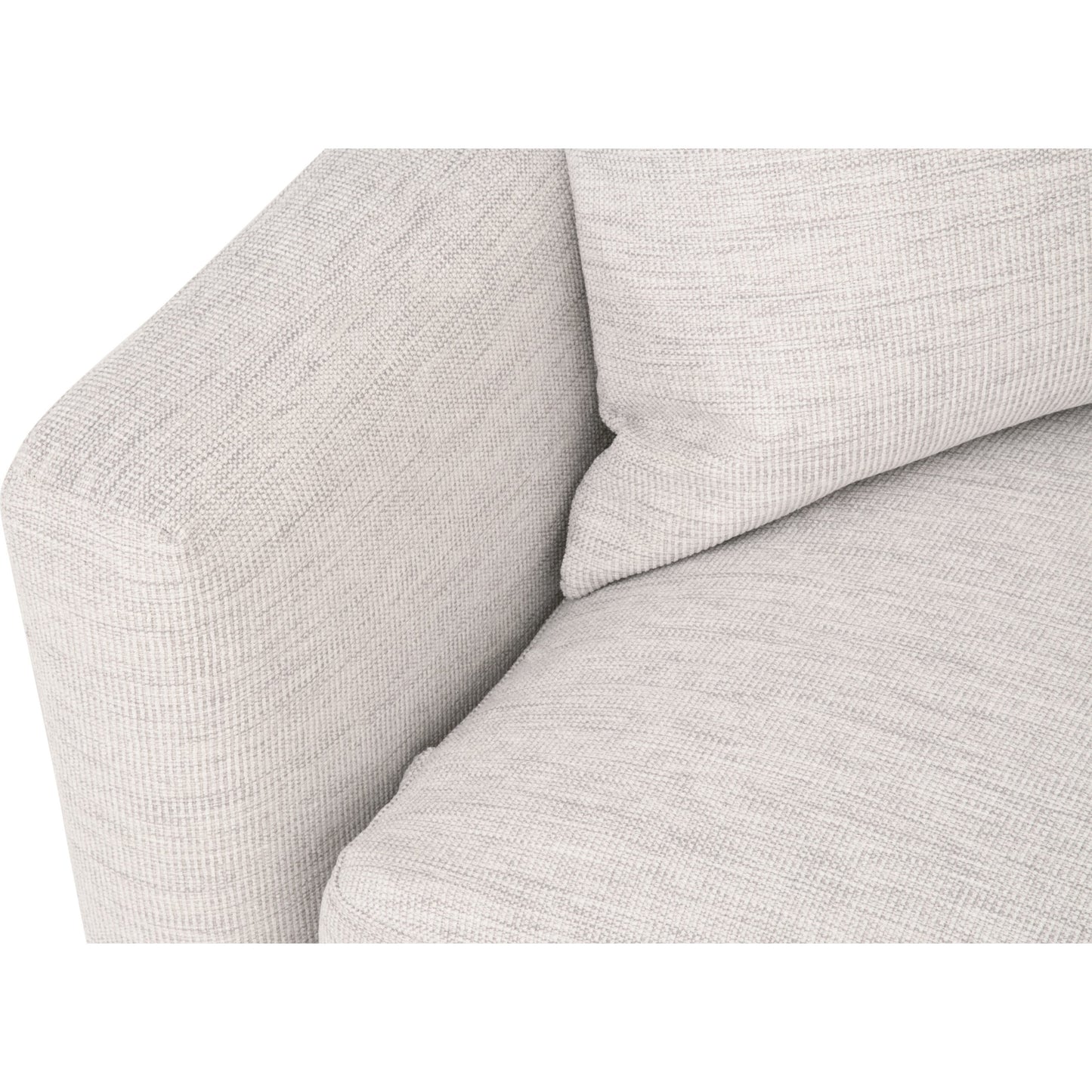 007 SI-1713530 | Closeup | Clara Sofa by Essentials For Living in stone basketweave, natural gray oak. Made from solid oak wood, 100% polyester fabric, foam, feather in a transitional style.
