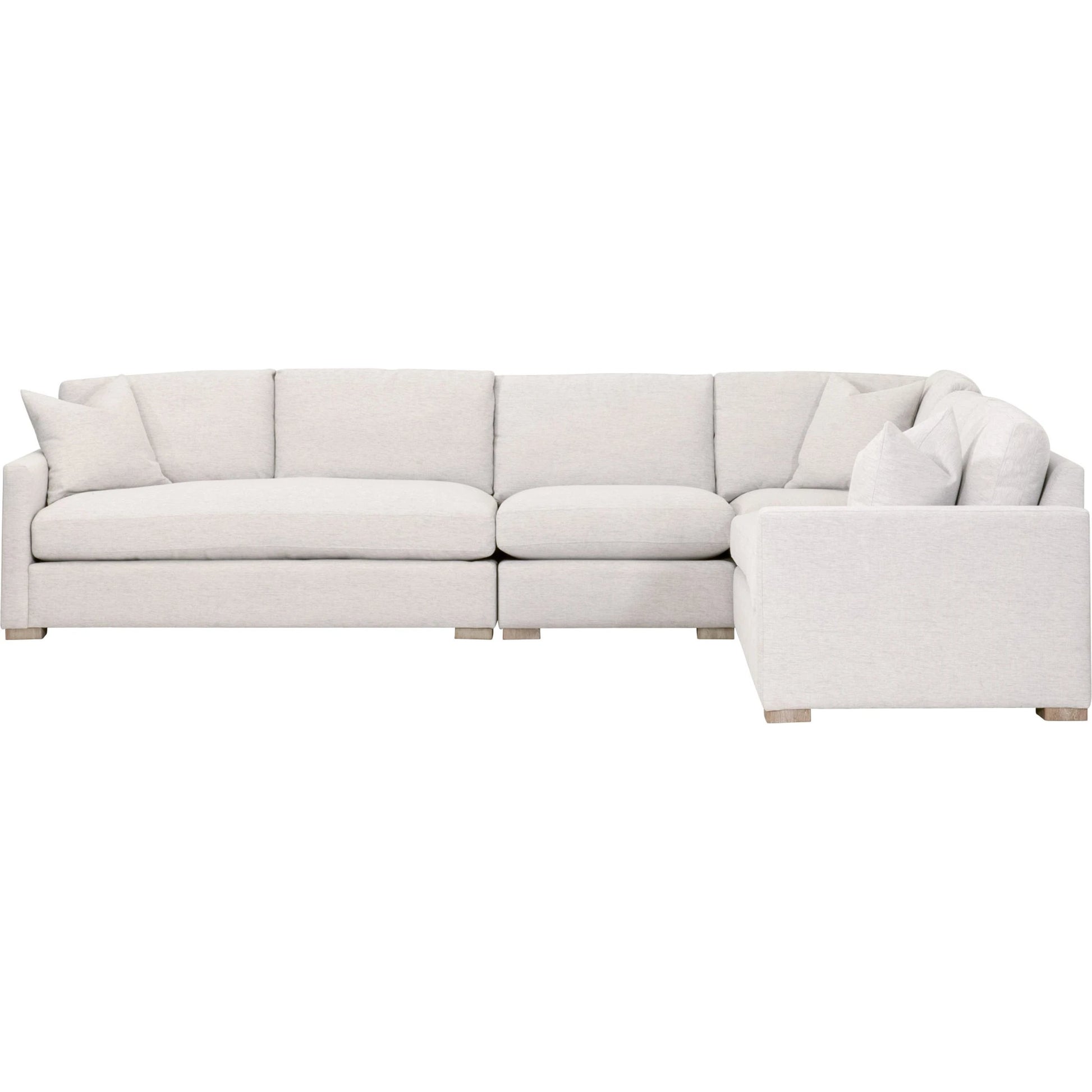 Clara Corner Chair by Essentials For Living in natural gray oak, performance stone basketweave. Made from solid oak wood, mdf, plywood, 100% polyester fabric, foam, feather in a modern style.