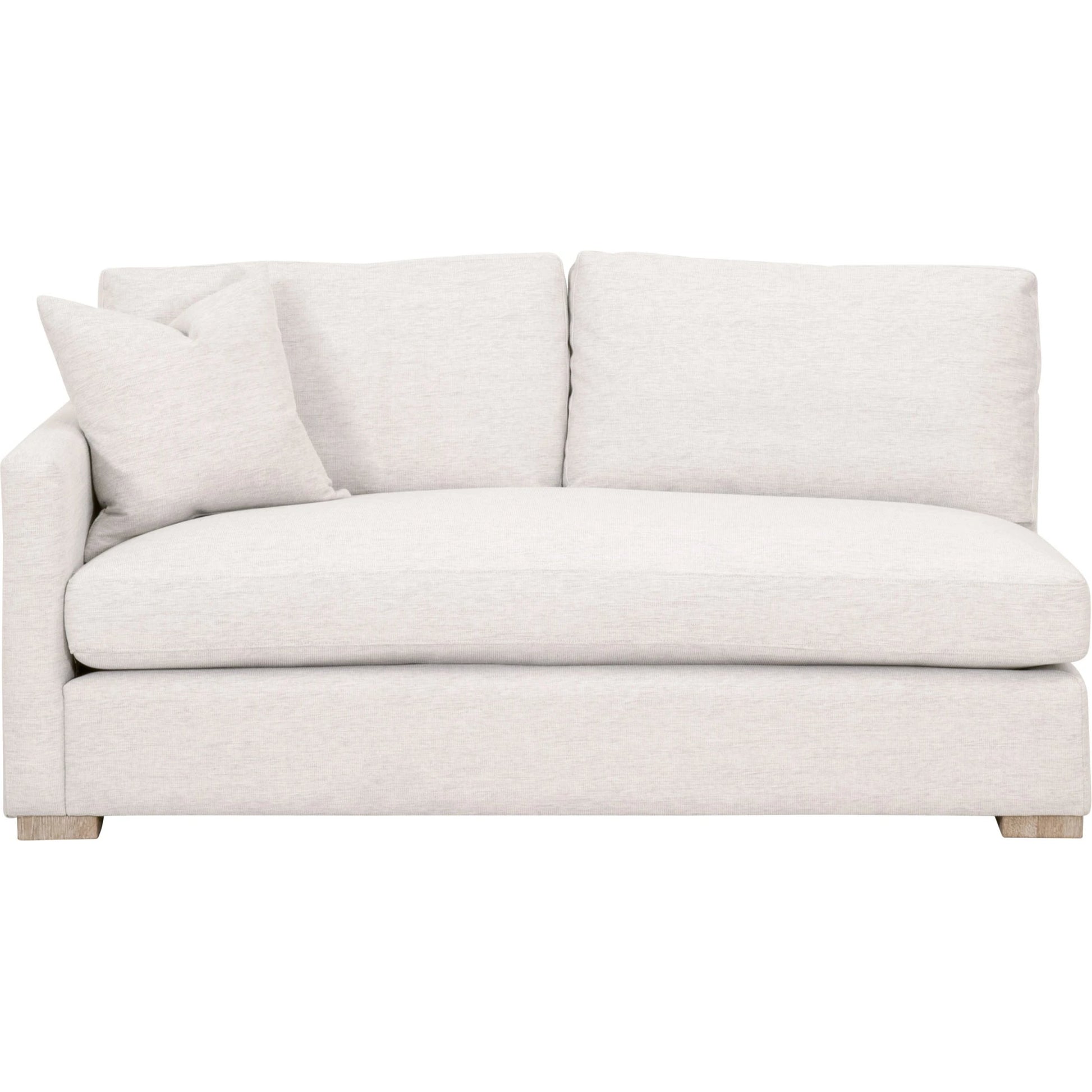 Clara Modular 2-Seat Left Slim Arm Sofa by Essentials For Living in natural gray oak, performance stone basketweave. Made from solid oak wood, mdf, plywood, 100% polyester fabric, foam, feather in a modern style.