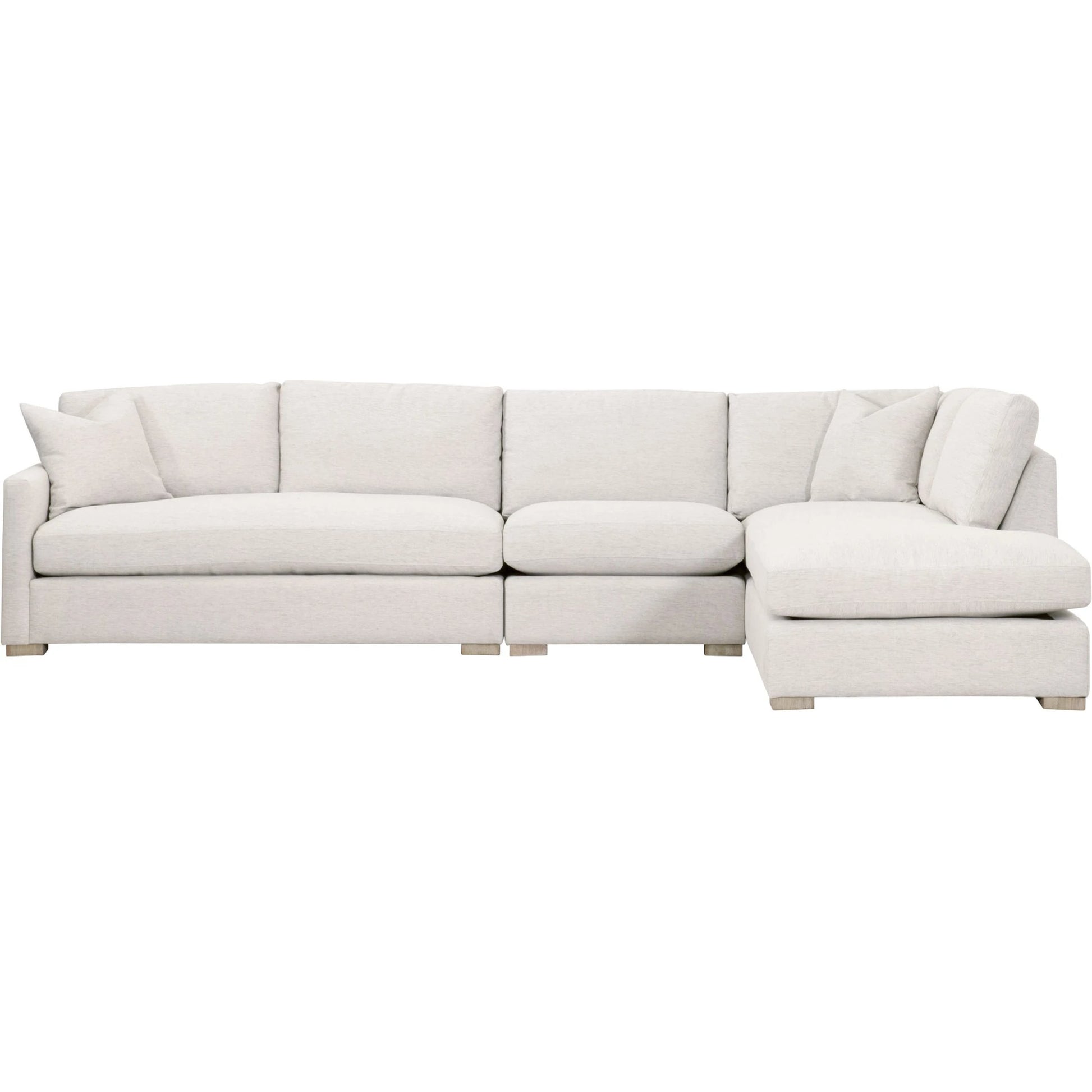 Clara Modular 2-Seat Left Slim Arm Sofa by Essentials For Living in natural gray oak, performance stone basketweave. Made from solid oak wood, mdf, plywood, 100% polyester fabric, foam, feather in a modern style.