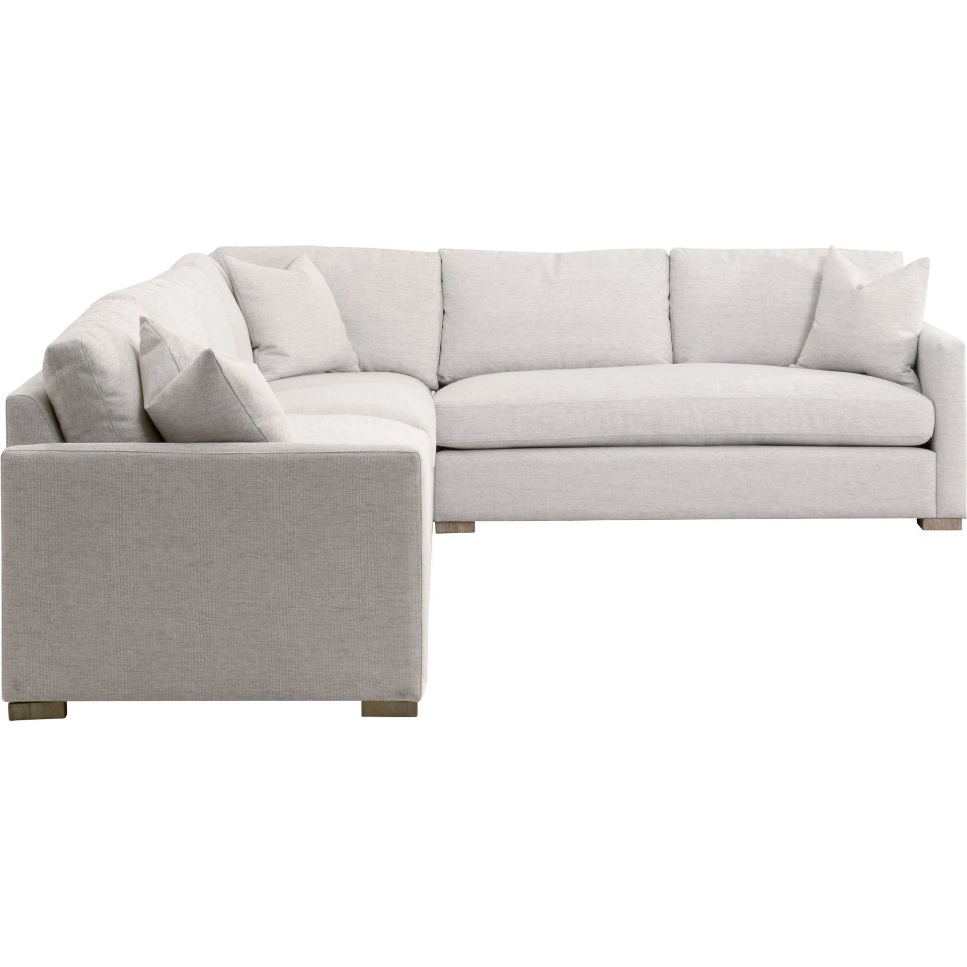 Clara Modular 2-Seat Left Slim Arm Sofa by Essentials For Living in natural gray oak, performance stone basketweave. Made from solid oak wood, mdf, plywood, 100% polyester fabric, foam, feather in a modern style.