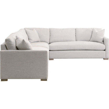 Clara Modular 2-Seat Left Slim Arm Sofa by Essentials For Living in natural gray oak, performance stone basketweave. Made from solid oak wood, mdf, plywood, 100% polyester fabric, foam, feather in a modern style.