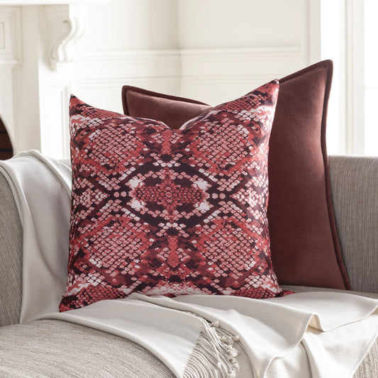 Chloe Pillow - 31769 by Surya in bright red, dark brown, white. Made from 100% polyester in a modern style.