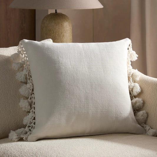 Cleo Traveon Pillow by Jaipur Living in ivory. Made from 100% cotton in a unique style.