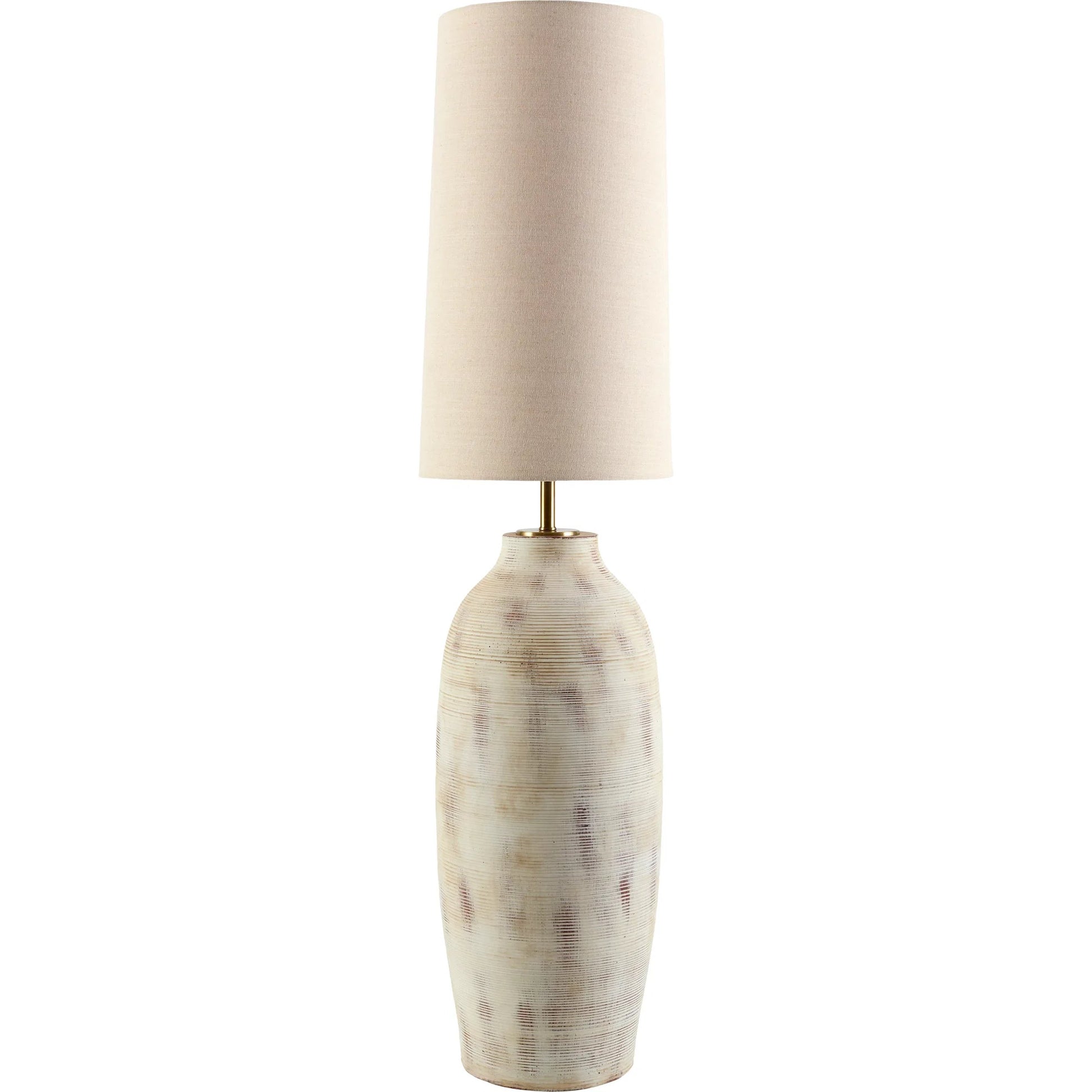 Colfio Accent Floor Lamp by Surya in cream, translucent, white, wheat and powder coated. Made from cement, linen, plastic in a modern style.