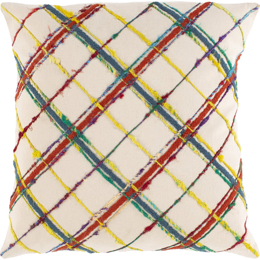 Callie Pillow - 24807 by Surya in red, blue, mustard, beige, rust. Made from 100% cotton in a unique style.