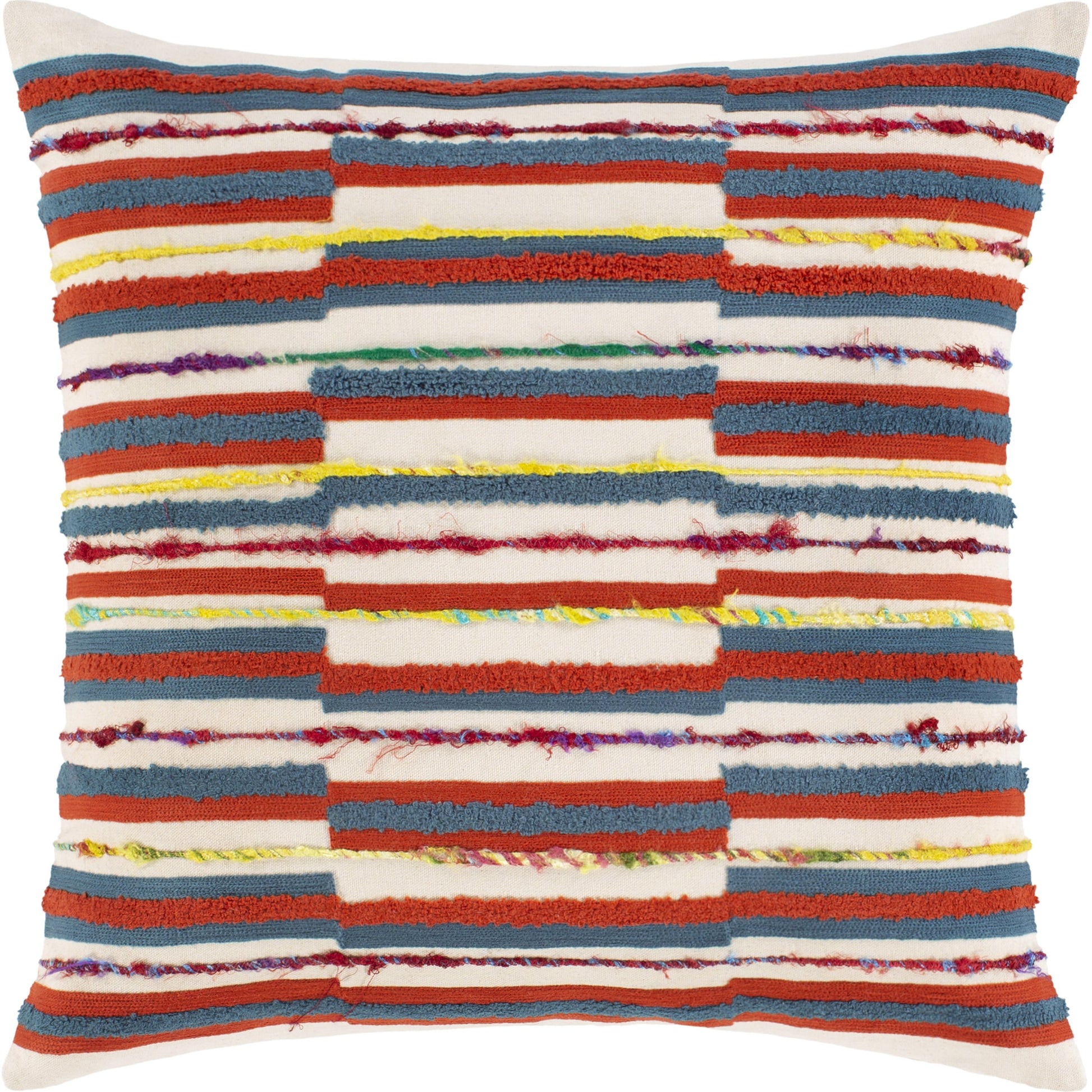 Callie Pillow - 16681 by Surya in red, blue, mustard, rust. Made from 100% cotton in a unique style.