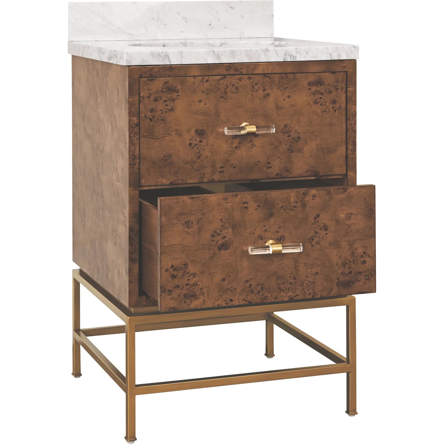 003 SI-2538634 | Additional Silo | Clifford Two Drawer Bath Vanity by Worlds Away in matte dark burl wood. Made from unique in a unique style.