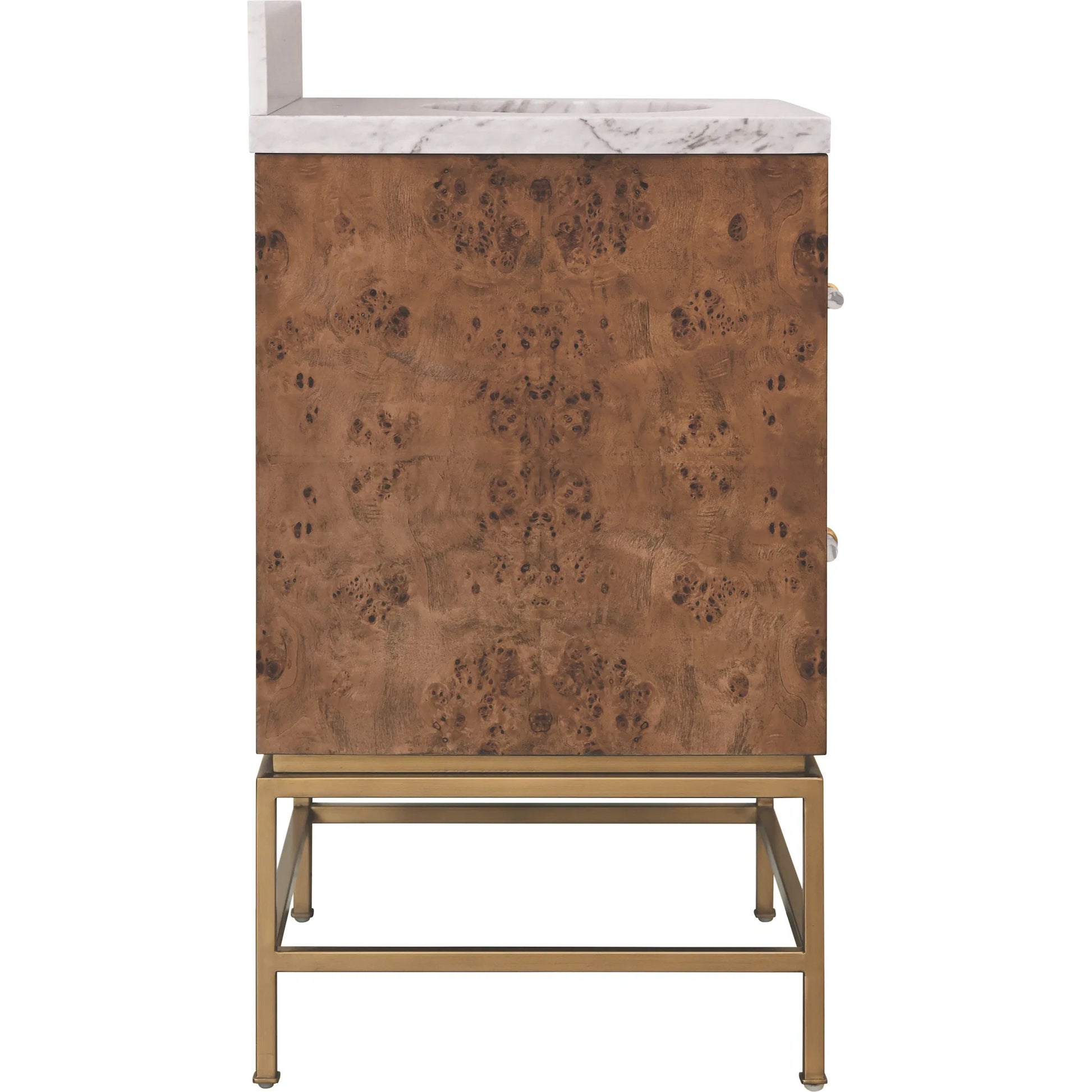 Clifford Two Drawer Bath Vanity by Worlds Away in matte dark burl wood. Made from unique in a unique style.