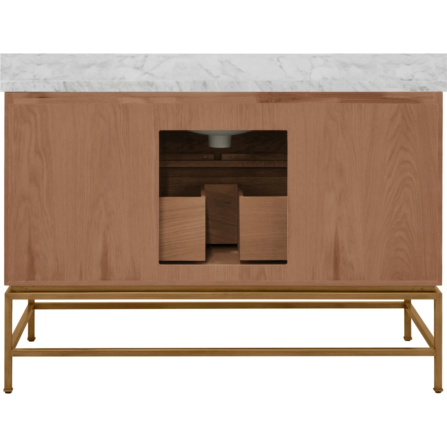002 SI-2461269 | Additional Silo | Clifford 48" Bath Vanity by Worlds Away in brown. Made from hardwood solids, mdf, veneer, metal, marble, porcelain in a modern style.