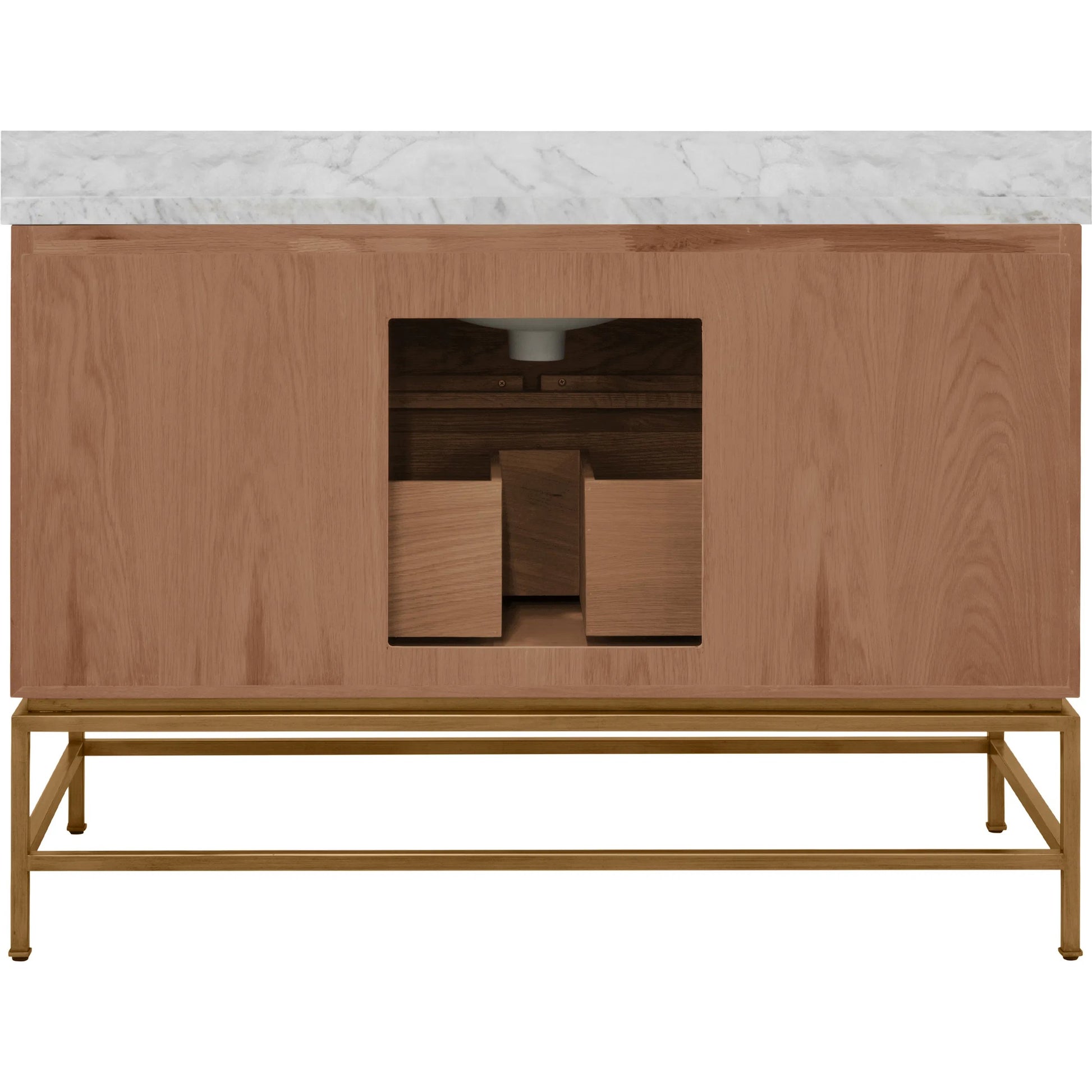 Clifford 48" Bath Vanity by Worlds Away in brown. Made from hardwood solids, mdf, veneer, metal, marble, porcelain in a modern style.