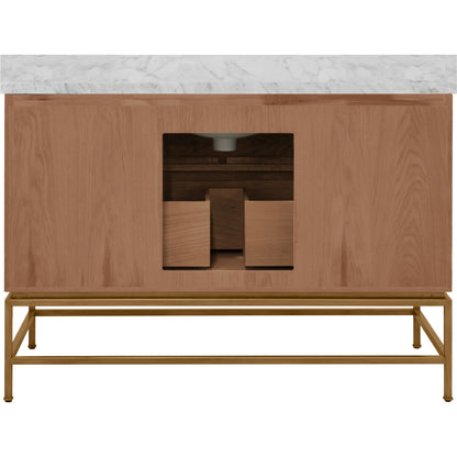 Clifford 48" Bath Vanity by Worlds Away in brown. Made from hardwood solids, mdf, veneer, metal, marble, porcelain in a modern style.