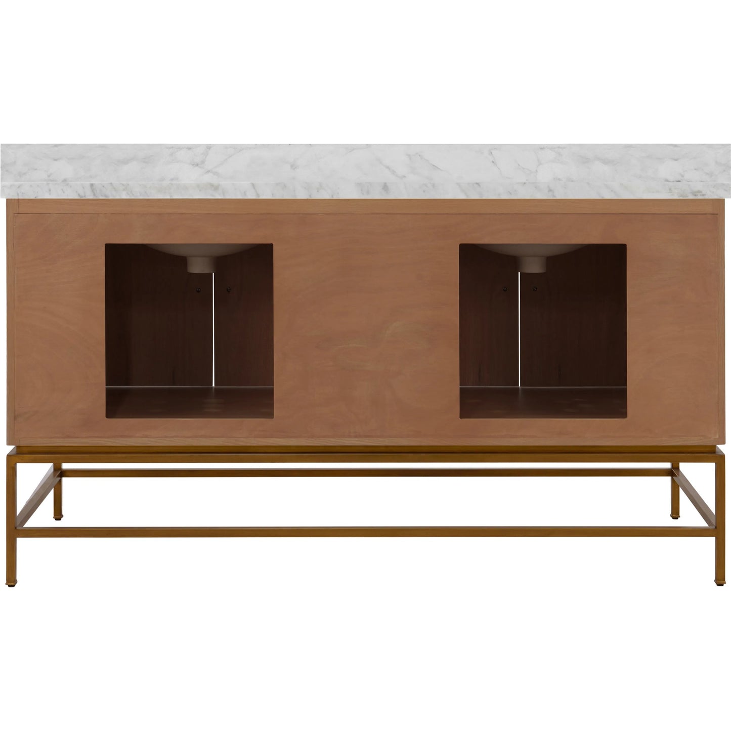 002 SI-2322930 | Additional Silo | Clifford 60" Bath Vanity by Worlds Away in brown. Made from hardwood solids, mdf, veneer, metal, marble, porcelain in a modern style.