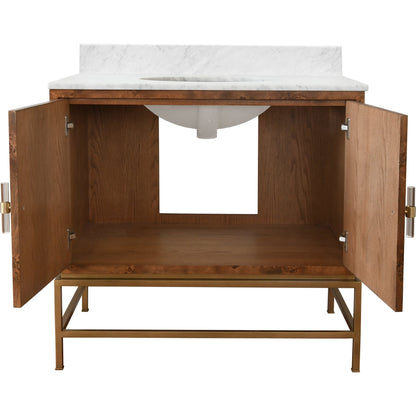 Clifford Bath Vanity by Worlds Away in dark burl wood. Made from hardwood solids, mdf, veneer, metal, marble, porcelain in a transitional style.