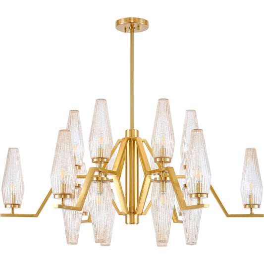 Caelis Chandelier by Surya in brass. Made from iron, glass in a unique style.