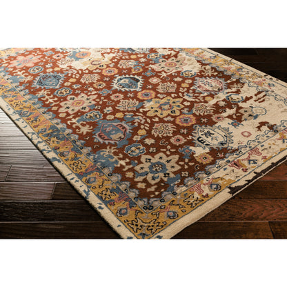 Castello Rug - 15547 by Surya in light gray, aqua, denim, light brown, brown. Made from 100% wool in a unique style.