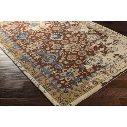 Castello Rug - 15547 by Surya in light gray, aqua, denim, light brown, brown. Made from 100% wool in a unique style.