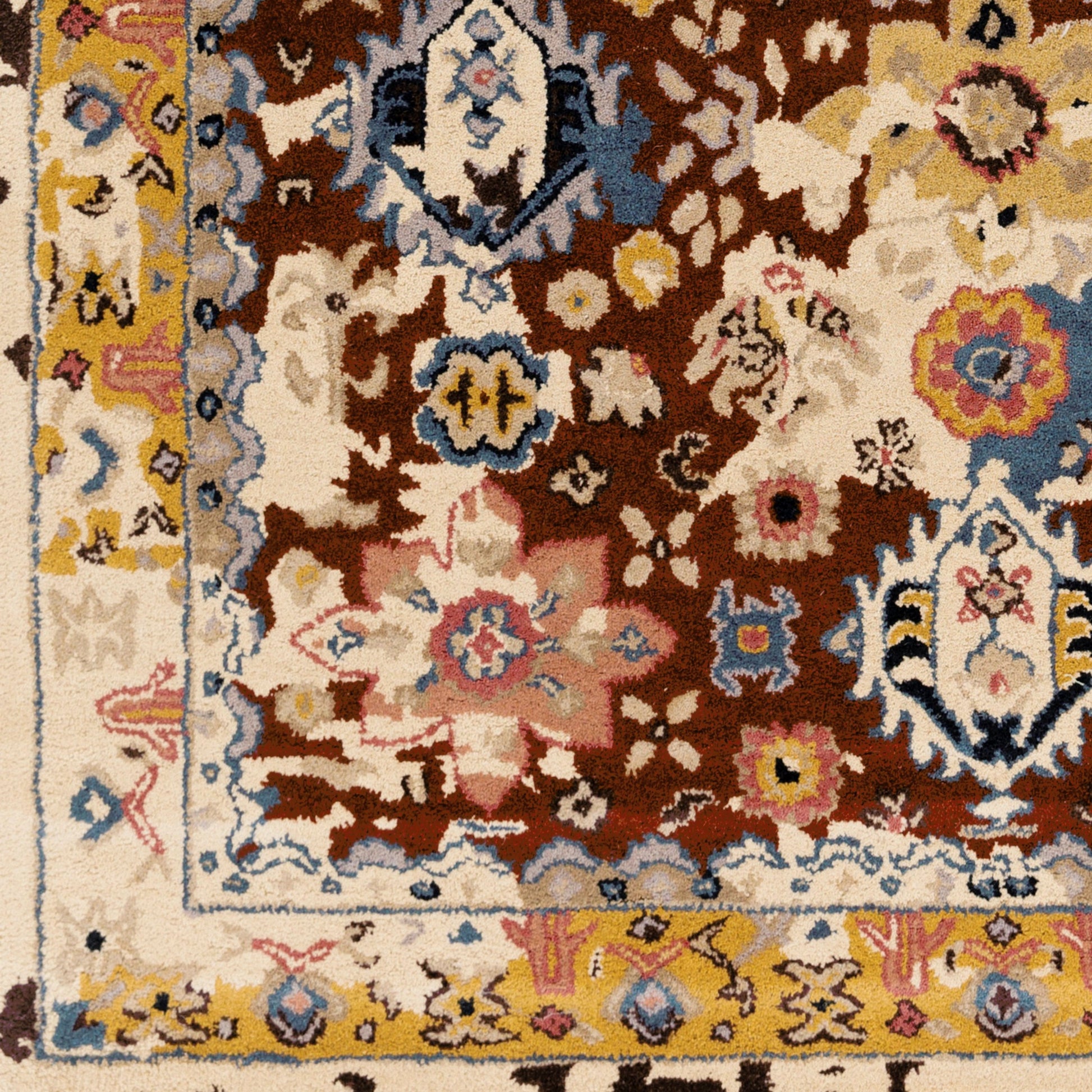 Castello Rug - 15547 by Surya in light gray, aqua, denim, light brown, brown. Made from 100% wool in a unique style.